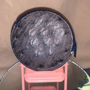 LOEWE Pre-loved EUC Gray Leather Round Coin Case